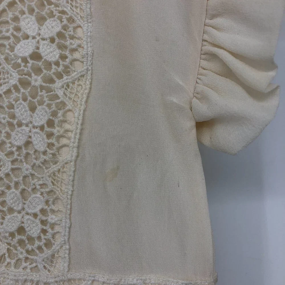 Ulla Johnson Adrienne Scalloped  Silk Eyelet Victorian Blouse Off White Size 2 - Picture 14 of 16